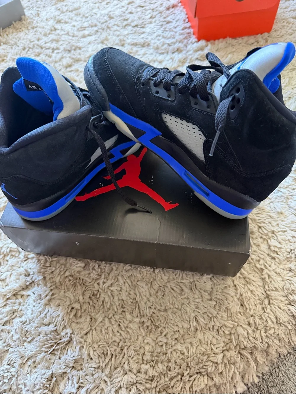 Size 6.5 Jordan 5’s Kids Black and Blue